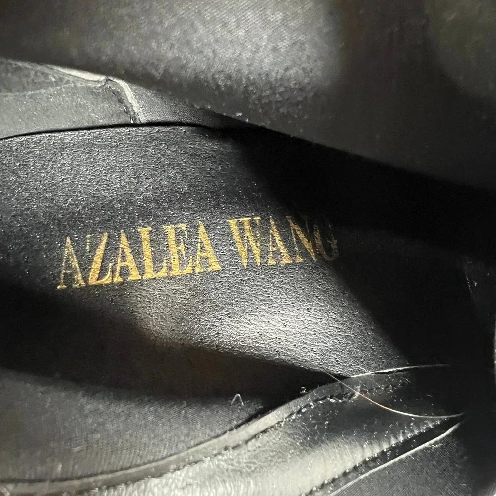 Azalea‎ Wang Black Pointed Toe Block Heel Sock Boots Stretchy Size 7.5